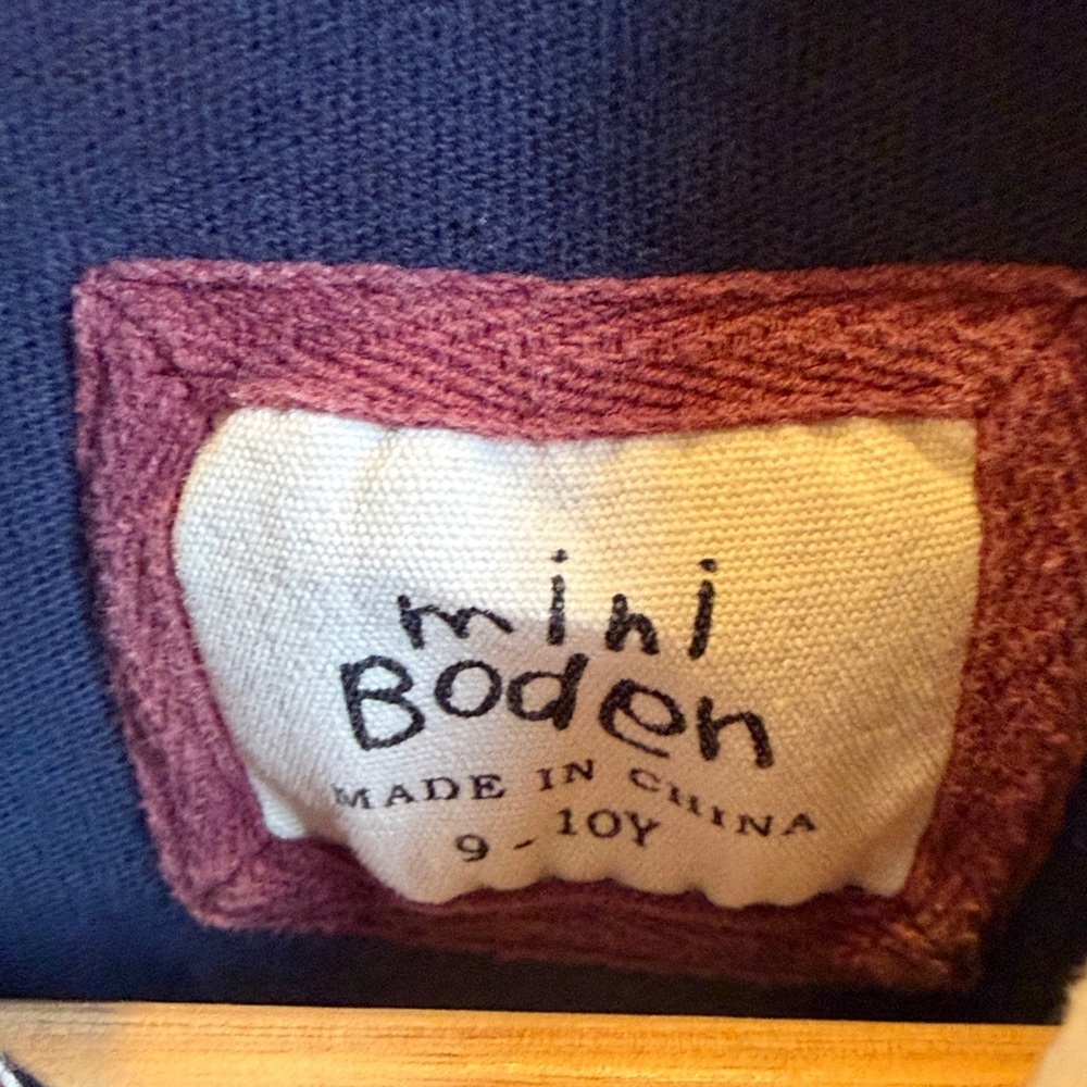 Mini Boden Navy and Orange Striped Rugby Shirt - Picture 3 of 4